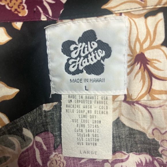 Hilo Hattie• Men’s • Large • Burgundy/Black/Beige • Floral • Hawaiian • Shirt - Picture 13 of 13